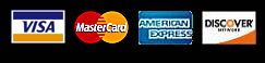 Visa, MasterCard, American Express, Discover credit cards